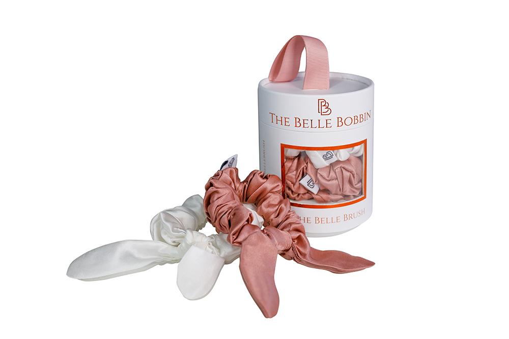 The Belle Bobbin - 2 x 100% Mulberry Silk Scrunchies - Belle Hair Extensions